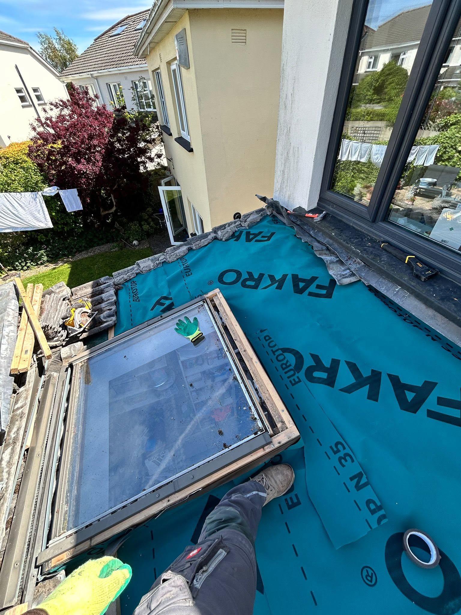 New tile being installed on a tile roof in Dublin