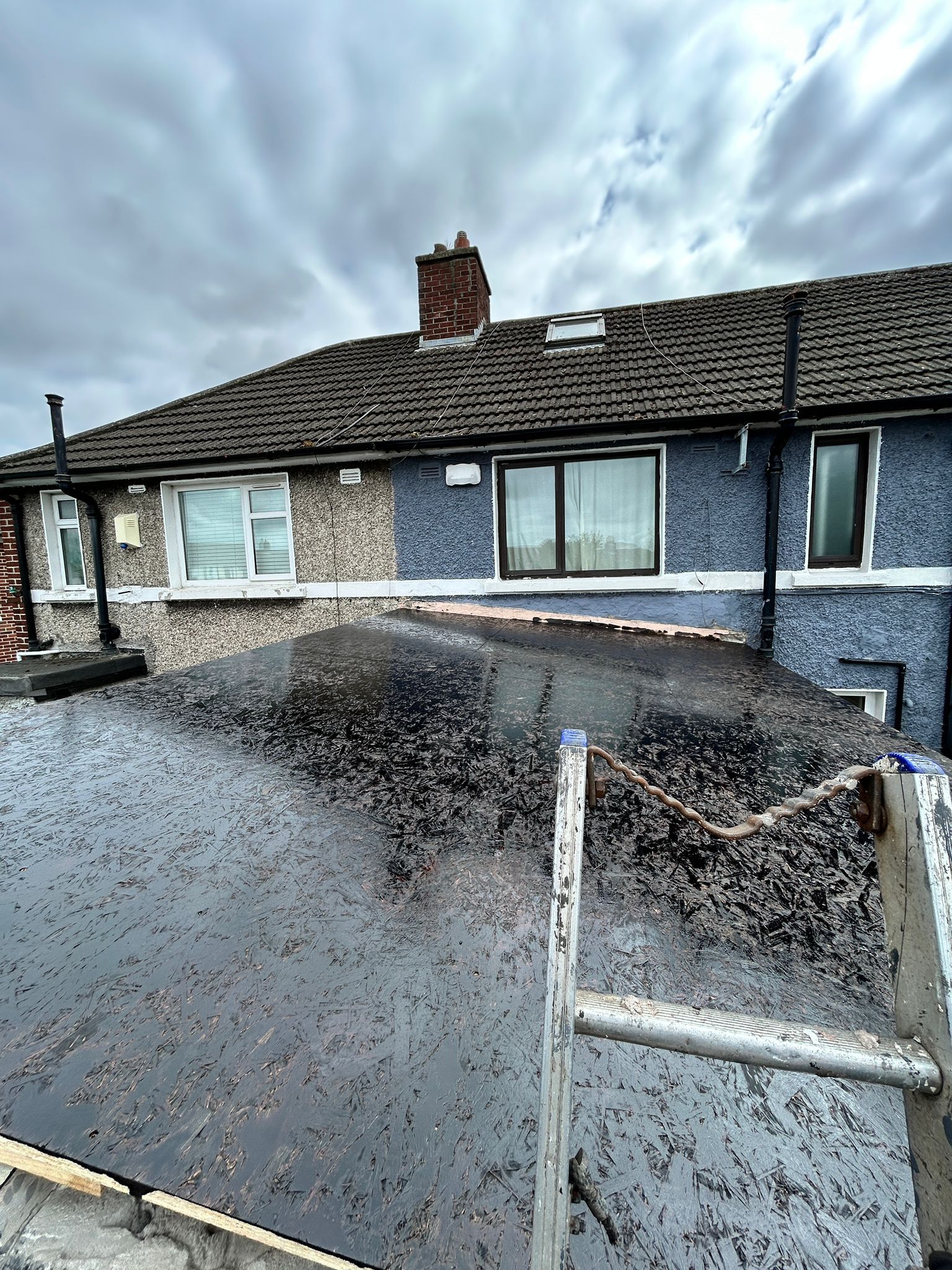 New OSB timber being installed on a flat roof in Dublin